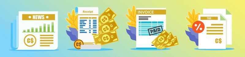 illustration du reçu et des documents en dollars canadiens vecteur