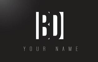 logo de lettre bd avec un design d'espace négatif noir et blanc. vecteur