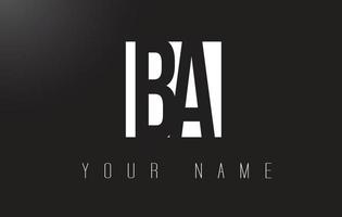 logo de lettre ba avec un design d'espace négatif noir et blanc. vecteur