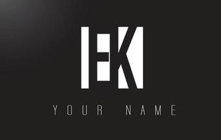 logo de lettre ek avec un design d'espace négatif en noir et blanc.