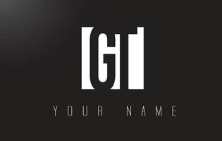 logo de lettre gt avec un design d'espace négatif en noir et blanc.