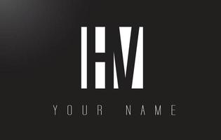 logo de lettre hv avec un design d'espace négatif en noir et blanc. vecteur