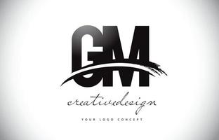 création de logo de lettre gm gm avec swoosh et coup de pinceau noir. vecteur