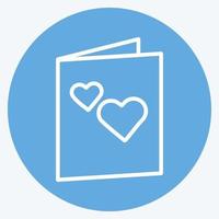 icône de carte d'invitation dans le style tendance des yeux bleus isolé sur fond bleu doux vecteur