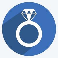 icône de bague en diamant dans un style tendance grandissime isolé sur fond bleu doux vecteur