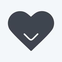 icône de coeur unique dans un style glyphe branché isolé sur fond bleu doux vecteur