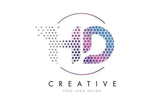 hd hd rose magenta en pointillé bulle lettre logo design vecteur