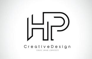 création de logo de lettre hp hp en couleurs noires. vecteur