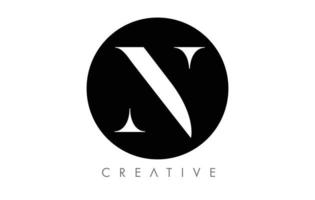 n logo de lettre serif avec un design minimaliste en vecteur noir et blanc