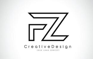 création de logo de lettre fz fz en couleurs noires. vecteur