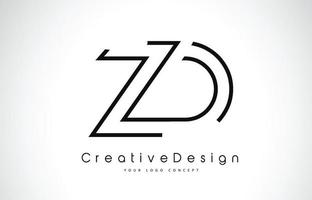 création de logo de lettre zd zd en couleurs noires. vecteur