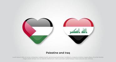 aimer la palestine et le symbole de l'irak. icône de drapeau de coeur. illustration vectorielle vecteur