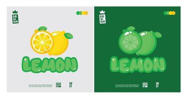 concept de logo de citron mignon avec un mélange de 2 couleurs vecteur