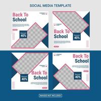 modèle de publication sur les réseaux sociaux de retour à l'école vecteur