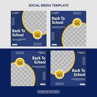 modèle de publication et d'histoires sur les médias sociaux pour la rentrée des classes vecteur