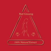 racine de ginseng rouge coréen ou chinois, étiquette de texte en ginseng cultivé coréen. symbole du ginseng pour les cosmétiques coréens, la médecine chinoise, les produits alimentaires, les paquets de thé. logo de ginseng. illustration vectorielle vecteur