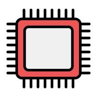 icône de puce de processeur, conception de vecteur plat de micropuce.