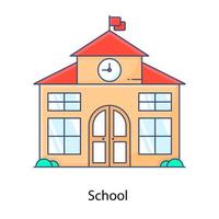 conception de contour plat modifiable de l'icône de l'école vecteur