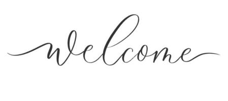 bienvenue - inscription calligraphique avec des lignes douces. vecteur