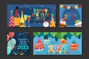 voeux, nouvel an, 2022, carte, dessin animé, à, lettrage, vecteur, illustration vecteur