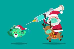cadeau de Noël de cette année, la population mondiale demande le vaccin contre le coronavirus du père noël. vecteur