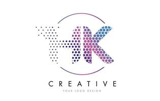 hk hk rose magenta en pointillé bulle lettre vecteur de conception de logo