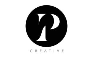 logo de lettre p serif avec un design minimaliste en vecteur noir et blanc