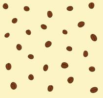 grains de café bruns sur un fond corporel. grains de café délicats, parfumés, ovales et volumineux. modèle pour café, café, restaurant. illustration vectorielle plane vecteur