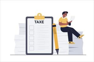 le comptable prépare une liste des impôts de l'entreprise. vecteur