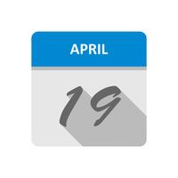 19 avril Date sur un calendrier d&#39;une journée vecteur