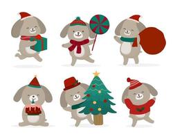 chien mignon vecteur de dessin animé personnage drôle kawaii dans le thème de Noël.