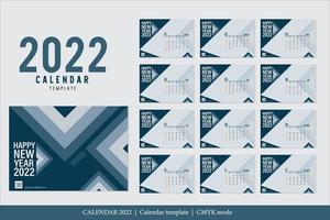 conception du calendrier 2022, l'année du tigre modèles de cartes mensuelles, ensemble de 12 mois vecteur