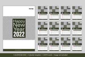 conception du calendrier 2022, l'année du tigre modèles de cartes mensuelles, ensemble de 12 mois vecteur
