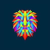 modèle de vecteur de logo polygonale tête de lion coloré