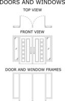 décrivez des images de portes et de fenêtres. double porte. icône de porte vecteur