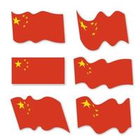 ensemble de six drapeaux de Chine ondulés. symbole national patriotique de la Chine. vecteur