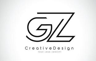 création de logo de lettre gz gy en couleurs noires. vecteur