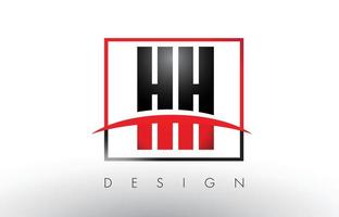 hh hh logo lettres avec des couleurs rouges et noires et swoosh. vecteur