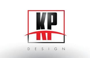 lettres du logo kp kp avec des couleurs rouges et noires et swoosh. vecteur