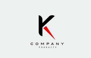 k icône du logo lettre alphabet rouge avec couleur noire. conception créative pour les entreprises et les entreprises vecteur
