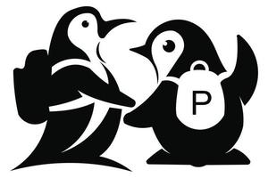 pingouin, oiseau, animal, silhouette, dessin animé, vecteur, icône vecteur