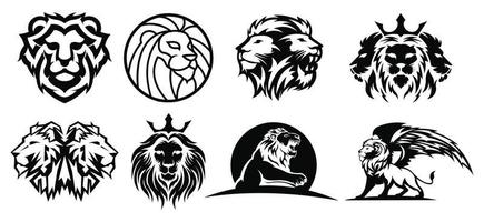 vecteur de lion héraldique d'inspiration, lions de ligne et de silhouette pour les armes, icône de lion héraldique animal, insigne royal pour illustration de bouclier