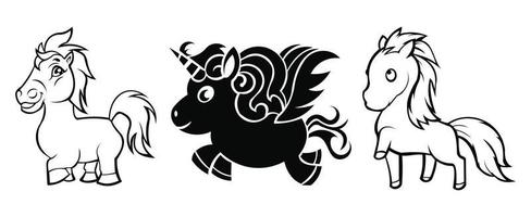 poney cheval illustration vectorielle, licorne dessin animé mignon poney sur fond blanc vecteur