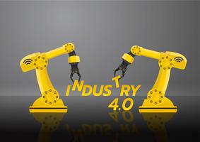 Concept de l&#39;industrie 4.0. Usine de main de bras de robot de machine avec le cloud computing et à automatiser plus Illustration vectorielle vecteur