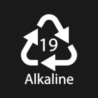 code de recyclage des piles alcaline 19 . illustration vectorielle vecteur