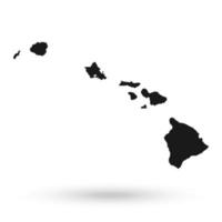 Hawaï carte noire sur fond blanc vecteur