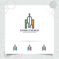 Création de logo vectoriel croix chrétienne avec une illustration d'icône d'église. Création de logo vectoriel croix chrétienne avec une illustration d'icône d'église.