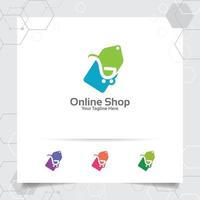 concept de vecteur de conception de logo d'achat d'icône d'étiquette de prix et symbole de panier d'achat pour la boutique en ligne, le marché, le commerce électronique et la boutique en ligne.