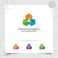 concept de conception de logo triangle d'élément de symbole de flèche, logo vectoriel triangle abstrait utilisé pour la finance, la comptabilité et le conseil.