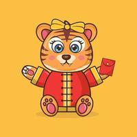 vecteur gratuit de célébration du nouvel an chinois du tigre année mignonne